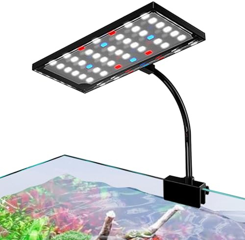 14w Clip-On Aquarium Led Beleuchtung, Beleuchtung Für Aquarien mit Timer, Aquarium Beleuchtung 10 Helligkeitsstufen, Dimmbare Wasserdicht Aquarium Licht für Wasserpflanzen Und Fische