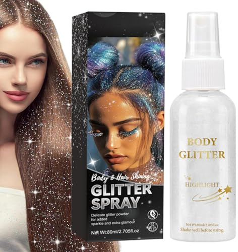 Sparkling Body Mist - With Large Volume, Finisher For Radiant Skin, Festive Beauty Cosmetics | Nightclub Costume Accessory Wedding Guest Photography Prop Theatre Front