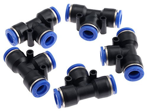 5pcs Jonction en T Tuyau de raccords rapides pneumatiques à 3 voies Connecteur Push-in Tuyau d'arrosage Raccord de Tuyau connecteur de Robinet-10mm