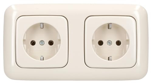 Busch-Jaeger Busch-Duro 2000 SI Komplettset: 20 EUC-212 SCHUKO Steckdosen + 2512-212 2-Fach Rahmen Cremeweiß