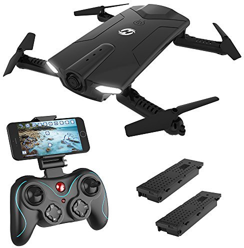 Holy Stone Hs160 FPV Mini Drone Plegable con Cámara HD Transmisión en Vivo y Tiempo de Vuelo Más Largo, Pocket Drone, 2.4GHz 6-Axis Gyro Stabilization System Rtf RC Quadcopter teledirigido con