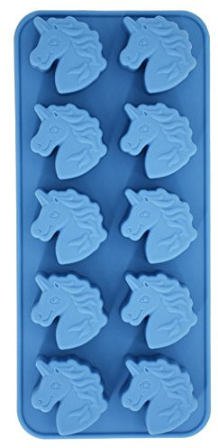 Fewo 10-Cavity Unicorn Head Silicone Tray Mold for Chocolate Hard Candy Ice Cube Jello Mini Soap Bath Bomb Cake Baking Resin Crayon (Large)