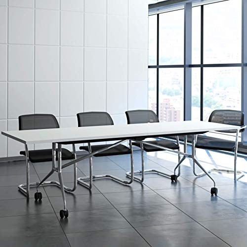 Weber Büro Falttisch Klapptisch 2.400 x 1.000 mm Libro Weiß Konferenztisch klappbar rollbar auf Rollen mobil