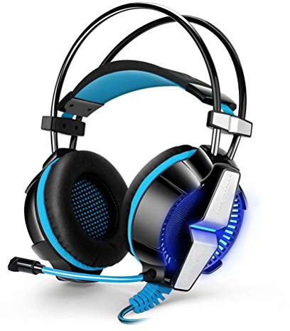 CSZH 7.1 Virtual Bass Surroun Casque Headban Écouteurs avec micro pour Xbox One Ordinateur portable Tablet Mac Téléphone intelligent (Noir Bleu)