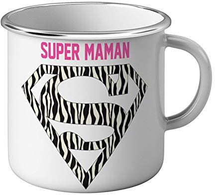 Fabulous Mug Métal Tasse Super Maman Zébré Logo Super Héro