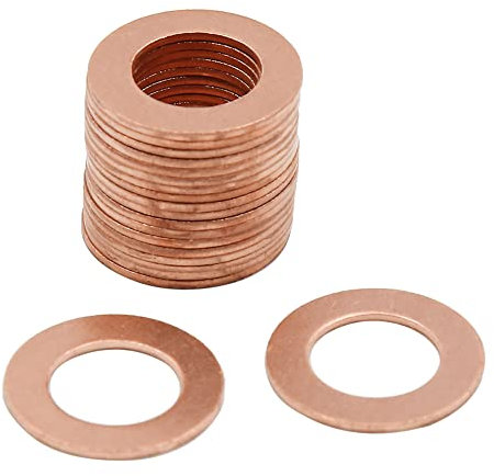 sourcing map Arandelas Planas Cobre Juntas de círculos de La Placa 12mm Diámetro Interior 20Pcs