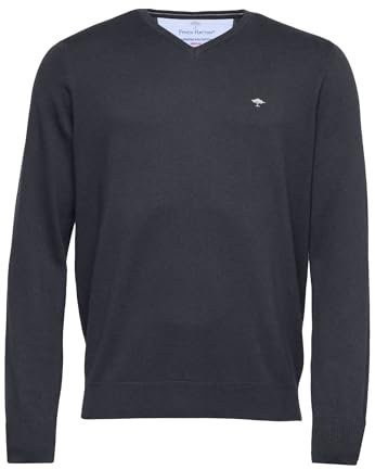 FYNCH-HATTON Pullover aus Baumwolle mit V-Ausschnitt Charcoal/S