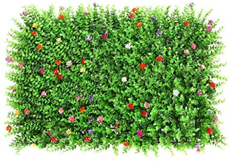 Fenteer Pflanzen Kunstpflanze Kunstrasen deko für Garten Balkon Indoor, Rasen mit Blume