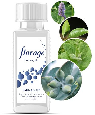 Florage 100ml Saunaaufguss Saunaduft Konzentrat Duftöl - SAUNA-GOLD - auch für Kräuterbäder, Aromaschalen und Thermarien…