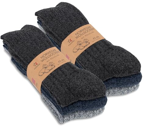 Herren Winter Wollsocken (6 Paar) Norweger Socken mit Frottee