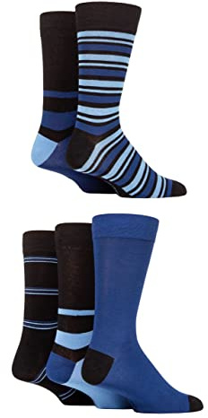 SockShop Men's Patterned Bright Colourful Natural Bamboo Socks Various Designs for Everyday Wear Size 7-11 Pack of 5 (7-11, Midnight)