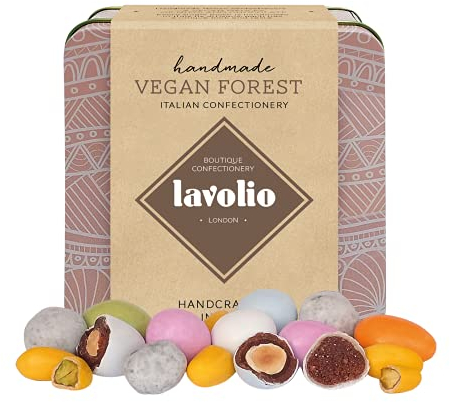 Lavolio FORÊT VÉGANE - Chocolat italien - Sélection artisanale de fruits secs enrobés et de chocolats végétaux, bonbons élégants et chocolats à offrir - Végan et sans gluten - 150 g
