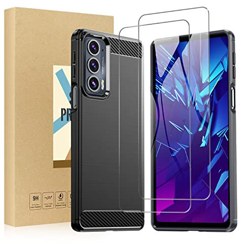 SCL Lot de 2 coques pour Motorola Edge 20 + Film de protection d'écran en verre trempé [Lot de 2] + Housse, Anti-rayures TPU Anti-traces de doigts