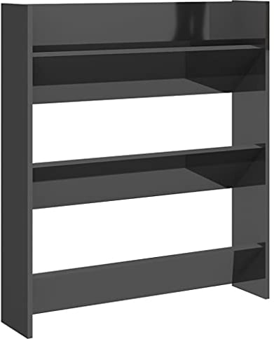 vidaXL Wand Schuhschrank Schuhregal Schuhablage Regal Schrank Schuhständer Wandregal Hängeschrank Schuhaufbewahrung Hochglanz-Grau 80x18x90cm Holzwerkstoff