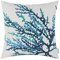 CaliTime Kissenbezüge Kissenhülle Leinwand Dekokissen Cover Shell für Couch Sofa Dekoration Aquarell Malerei Druck 50cm x 50cm Sea Coral Tree Blue Teal