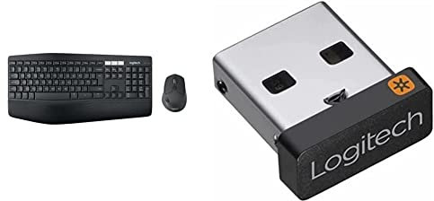 Logitech MK850 Multi-Device Wireless Keyboard and Mouse Combo & Wireless Mouse, 12 Programmable Keys, 3-Year Battery Life, PC/Mac, QWERTY UK Layout & USB Unifying Receiver - Black