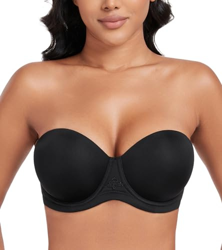 DotVol Women's Multiway Strapless Bra Full Figure Underwire Contour Beauty Back Plus Size Bra(34C, Black)