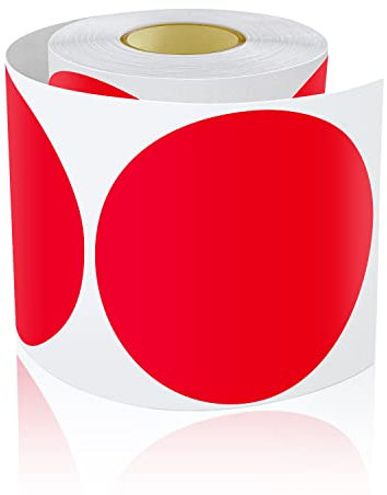 Meitaat 200 Stück Runde Aufkleber Groß 12,7cm Selbstklebend Klebepunkte Etiketten Farbkodierung kreise Sticker Wetterfest Rot