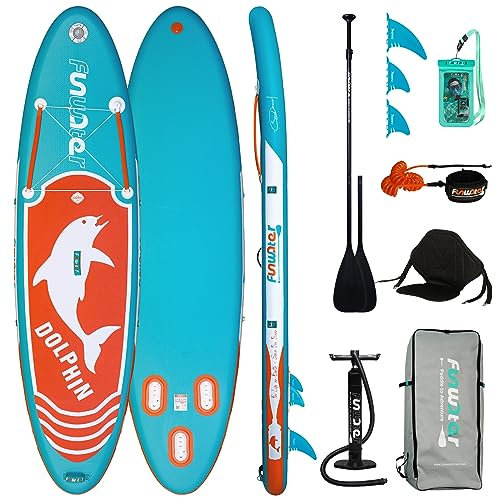 FunWater Aufblasbares Stand-Up-Paddelbrett, 320x84x15 cm, ultraleicht, inklusive ISUP, Adj-Paddel, Pumpe, SUP-Rucksack, Leine, Sitz, rutschfestes Deckpad, umweltfreundliches Material (blau)