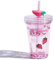 15oz Kawaii Water Bottle with Straw Portable Glitter Cute Cup with Strawberry and Avocado Pattrns Kawaii Stuff (Pink)