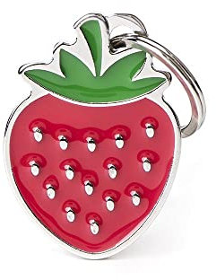 My Family Placa de Identificación personalizado para perro Made in Italy, Fresa, Placa de identificación de Perro Grabada Gratis Aluminio, Esmaltada a mano en metal, Colección Food
