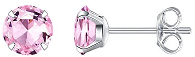 HIKARO Hypoallergene Titan-Ohrringe für empfindliche Ohren Birthstone Kristall Zirkonia Ohrstecker, Implantat Qualität durchbohrt Beiträge (5mm, Pink CZ)