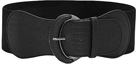 Diyafas Ceinture Large Extensible pour Femmes Ceintures de Robes Dames Ceinture Élastique Corset, Noir, Taille unique