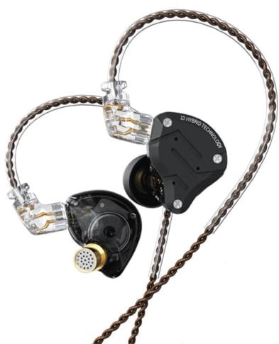 KZ ZS10 Pro - Auriculares intraurales con monitor de oído, 5 controladores dinámicos híbridos, con armadura equilibrada, sonido estéreo, cómodos, aislamiento de ruido, con funda de cuero sintético