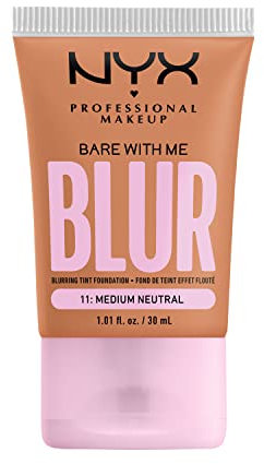 NYX Professional Makeup Weichzeichnende Foundation mit mittlerer Deckkraft und mattem Finish, Bis zu 12 Stunden Pflege und Feuchtigkeit, Mit Niacinamiden, Bare with Me, Farbe: Med Neutral, 1 x 30 ml