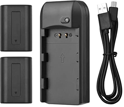 ERYUE Chargeur,Chargeur de Batterie NP-FV5 avec Voyant LED + 2 Piles NP-FV5 Plus 3.7V 1000mAh avec câble de Chargement USB