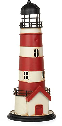 Moritz Blech-Deko Spardose Leuchtturm rot weiß Blechdekoration Blechmodell Modellauto Retro Sammlerstück Vintage Deko Nostalgie Antik Style