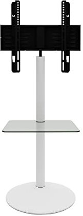 TV Standfuß mit Zwischenboden 32-70 Zoll | VESA max. 600x400 bis 40 kg | Runder Fernseh Ständer aus Alu | TV Bodenständer Maße ca. H. 100 x B. 55 x T. 45 cm | Fernsehstand Cirla