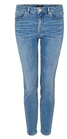OPUS Damen Skinny | Skinny Jeans ELMA Ocean Blue Low Rise mit Stretch-Anteil Ocean Blue Washed, 44 L30