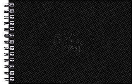 Rhodia 116145C - Rhodia Touch Spiralalbum Watercolor Book, Doppelspirale, feinkörniges Papier aus 100% Baumwolle 300g, 20 Blatt, A5 Querformat, ideal für Aquarell, Schwarz, 1 Stück