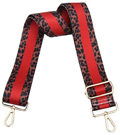 Leopard Wide Shoulder Strap Replacement Handbag Strap Adjustable Crossbody Bag Strap 5cm Wide Long Straps for Handbags Bags (Red)