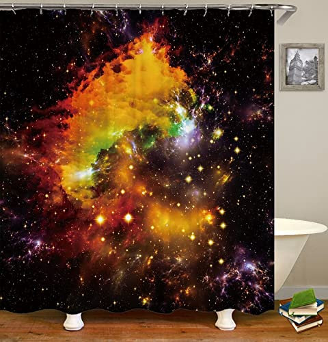 Mesnt Duschvorhang Antischimmel Waschbar, Sternenhimmel Badezimmer Textil Vorhang Anti Schimmel (Vielfarbig, 150x200cm)