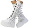 tinbarry Stivali Donna Stivali Invernali Alti al Ginocchio Stivali Punk Gotici con Plateau Stivali in Pelle PU Stivaletti con Zeppa Vintage Stivali con Tacco Largo Boot con Cerniera