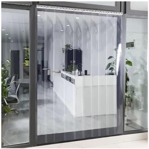 PJDDP PVC-Streifen-Türvorhang-Set 1,3 mm dick, Gefrierschrank-Vorhang, Glatte, wasserdichte Kunststoff-Vorhangstreifen für gewerbliche Walk-Lager,Garage,Tor,Gefrierschrank,Kühler,WxH 300x250CM