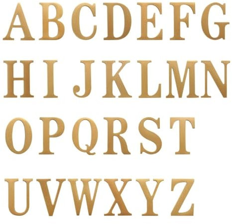 1Pcs Golden Brass Letters Wall Decoration/Door Plates, 45mm/65mm Retro Metal Hotel Dormitory Room Number Door Plates, Self-adhesive (Color : Letter A, Size : 45mm)