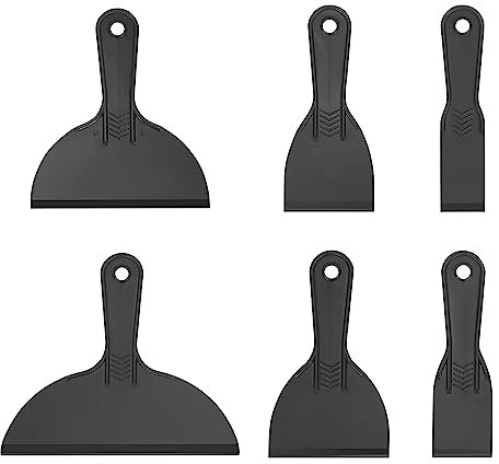 JTQYFI Langlebiges Kunststoffschaber-Set, 6er-Pack, Wandspachtelkitt zum Entfernen von Tapeten, Verputzen und Löchern, Kunststoffschaber