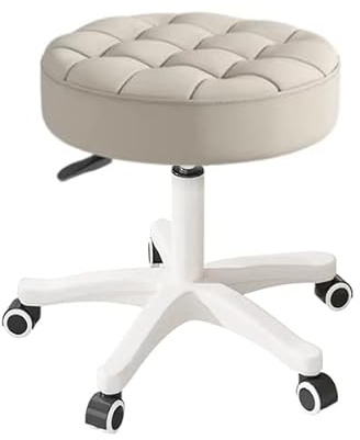 HDHNBA Kleiner Stuhl, runder Drehhocker mit Rollen, Sitzhöhe 35–45 cm, 360° drehbar, PU-Leder, höhenverstellbar, drehbar, Arbeitshocker, Zeichnerhocker, Drehhocker für das Büro Hocker