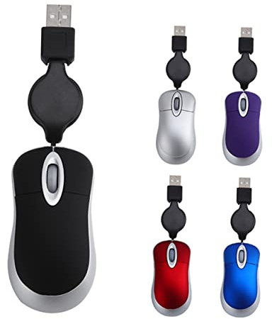 Angoily Souris Ergonomique Filaire Mini USB, Souris Télescopique pour PC Portable, 1000dpi, 3 Boutons, Plastique, pour Bureau et Voyage