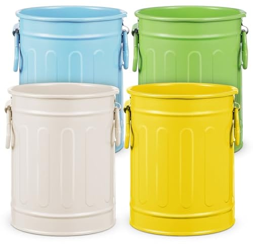 TEHAUX Iron Bucket Storage 4pcs Pen Holder for Desk Metal Pen Holder Desk Organizer Multipurpose Stationery Organizer