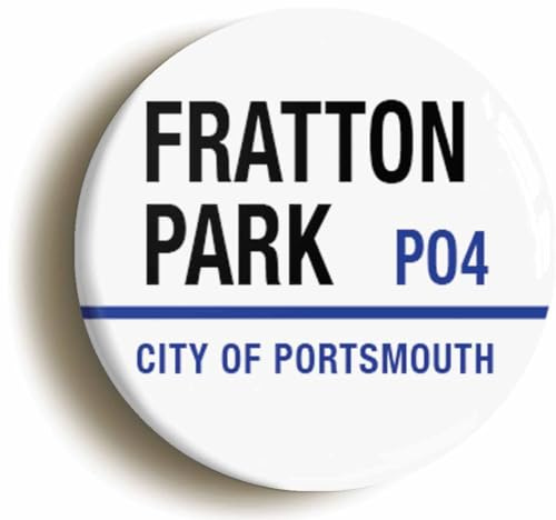 Ozorath Fratton Park City Of Portsmouth Po4 Road Sign Fridge Magnet | Circular, 2inch / 50mm Diameter,Refrigerator, Freezer, Appliance Decoration, Gift Idea, Present, Novelty