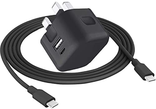 Nokia G60/G50/XR20/C30/X20/X10/G10/G20/C10/C20/G21/G11 20W Dual Port USB-C Charger, PD Adapter, USB-C Cable (Black)