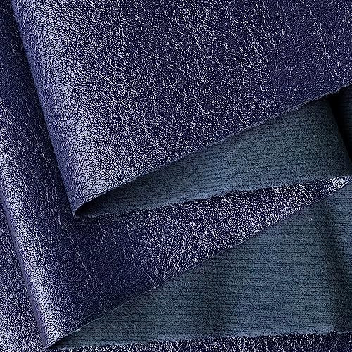 ONEART | Kunstleder Stoff Meterware, Lederimitat für Handwerk Dekor, weiche Körnung Polsterung Stoff, 91×135 cm-Dunkelblau