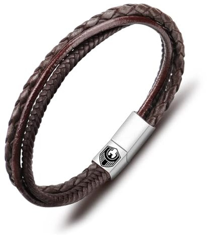 Braccialetto in Pelle Fatto a Mano Braccialetto Uomini Uomini in Pelle Con Chiusura Magnetica in Acciaio Inossidabile Braccialetto Intrecciato Per Gli Uomini E Idea Regali