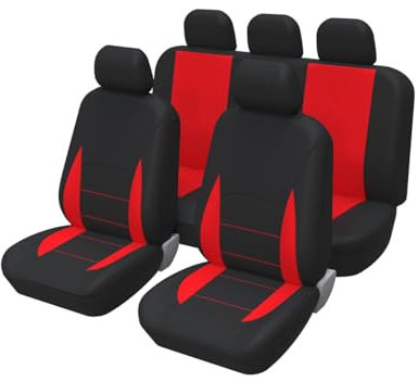 Adunsiaoto 5 Stück Universal Anti-Kratz Autositzbezüge, Universal Fit Full Set Autositz Protektoren, Einsetzbarer Sitzbezug Perfekter Schutz Für Die Meisten Autos Vans(Rot)