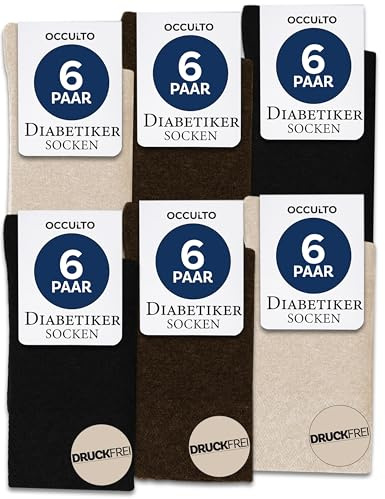 Occulto Diabetikersocken Herren & Damen ohne Naht ohne Gummibund Baumwolle 6er Pack (Modell: Oliver)