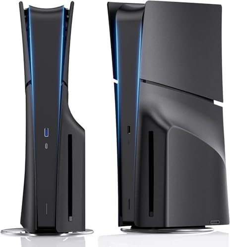 Nepagz Coque pour Ps5 Slim Disc Version,Facade Ps5 Slim,Housse De Remplacement pour Playstation 5 Slim Protection, Housse De Remplacement RéSistante Aux Rayures Et à La PoussièRe, Noir